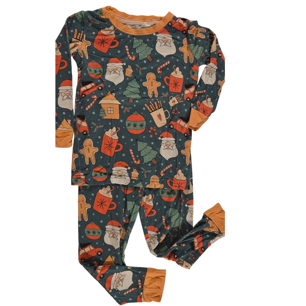 Little One Shop Christmas Pajama Set 12-18M‎ Santa Gingerbread Trees